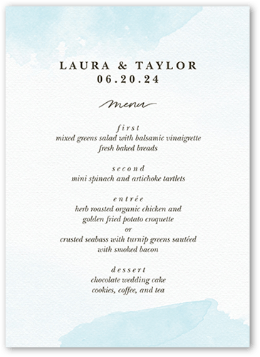 Soft Blush 5x7 Wedding Menu by Yours Truly | Shutterfly