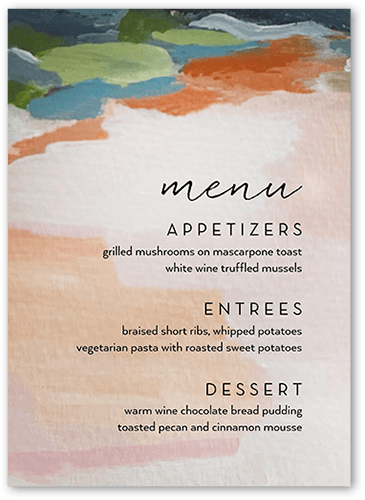 Coastal Clouds Wedding Menu, Blue, 5x7 Flat Menu, Luxe Double-Thick Cardstock, Square, Blue