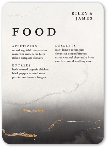 Weathered Wash Wedding Menu, Gray, 5x7 Flat Menu, Matte, Signature Smooth Cardstock, Rounded, Gray