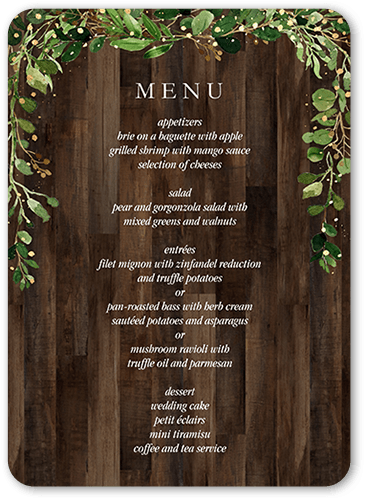 Barn Door Wedding Menu, Brown, 5x7 Flat Menu, Standard Smooth Cardstock, Rounded, Wood