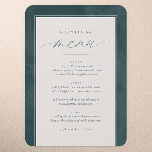 Laurel Embrace Wedding Menu, Green, 5x7 Flat Menu, Standard Smooth Cardstock, Rounded, Leafy