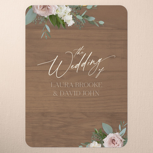 Classic Bouquet Wedding Menu, Brown, 5x7 Flat Menu, Pearl Shimmer Cardstock, Rounded