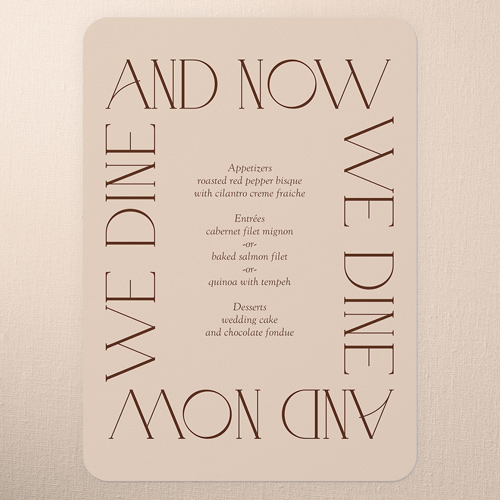 Romantic Gleam Wedding Menu, Red, 5x7 Flat Menu, Pearl Shimmer Cardstock, Rounded, Red