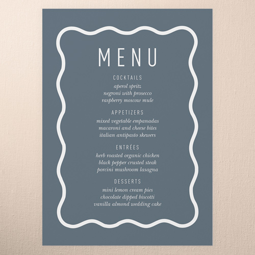 Wavy Foil Frame Wedding Menu, Gray, 5x7 Flat Menu, Standard Smooth Cardstock, Square