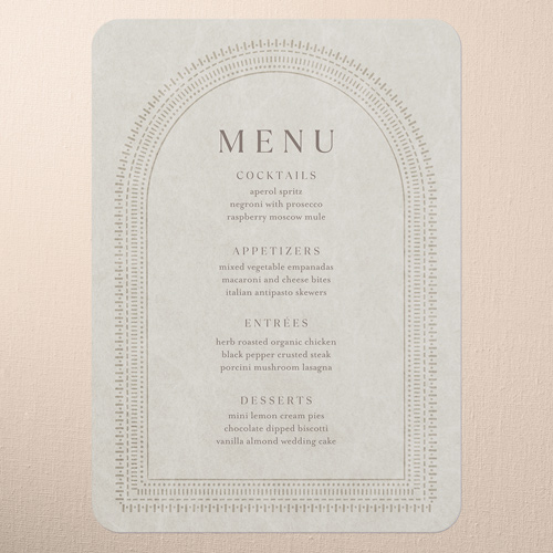 Baroque Border Wedding Menu, Brown, 5x7 Flat Menu, Write Your Own Greeting, Standard Smooth Cardstock, Rounded, Taupe