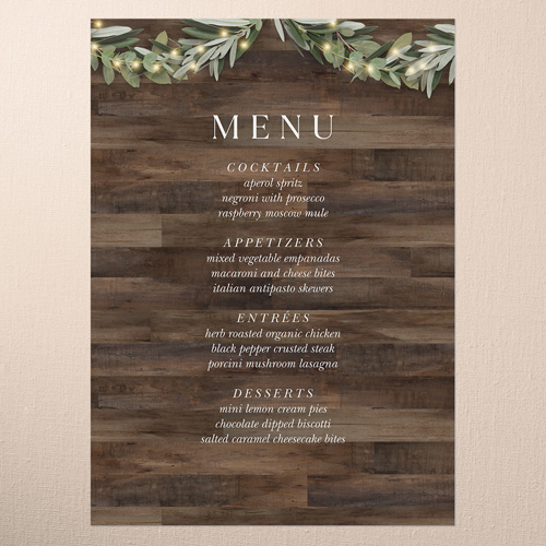 Wooden Wonders Wedding Menu, Brown, 5x7 Flat Menu, 100% Recycled Cardstock , Square, Brown