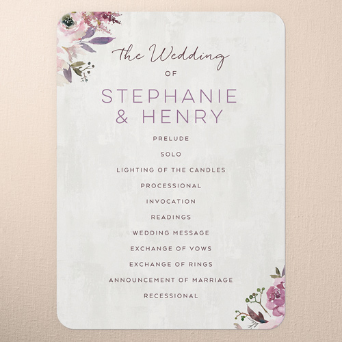 Painted Promise Wedding Program, Purple, 5x7 Flat Program, Standard Smooth Cardstock, Rounded, Warm Lilac
