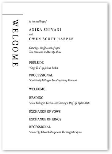 Simple And Stylish Wedding Program, White, 5x7 Flat Program, Standard Smooth Cardstock, Square, White