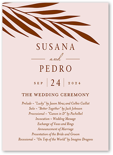 Brilliant Pampas Wedding Program, Brown, 5x7 Flat Program, Matte, Signature Smooth Cardstock, Square, Chestnut