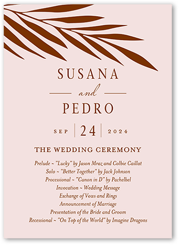 Brilliant Pampas Wedding Program, Brown, 5x7 Flat Program, Matte, Signature Smooth Cardstock, Square