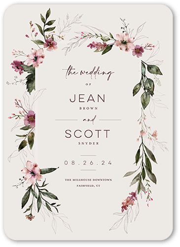 Delicate Perennials Wedding Program, Purple, 5x7 Flat Program, 100% Recycled Cardstock , Rounded