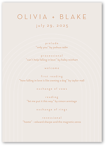 Arch Skyward Wedding Program, Grey, 5x7 Flat Program, Luxe Double-Thick Cardstock, Square