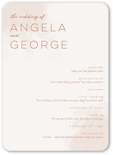 Light Wisps Wedding Program, Beige, 5x7 Flat Program, Matte, Signature Smooth Cardstock, Rounded, Adobe Blush