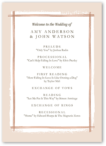Glistening Gathering Wedding Program, Pink, 5x7 Flat Program, Standard Smooth Cardstock, Square, Blush