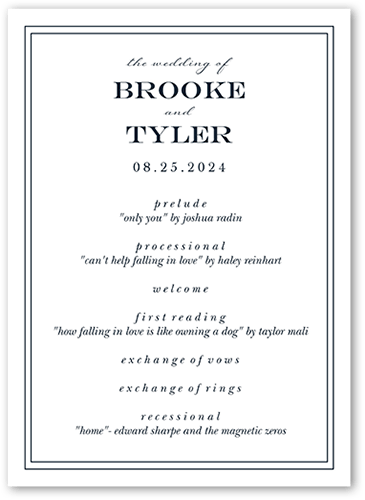 Classic Simple Script 5x7 Wedding Program by Yours Truly | Shutterfly