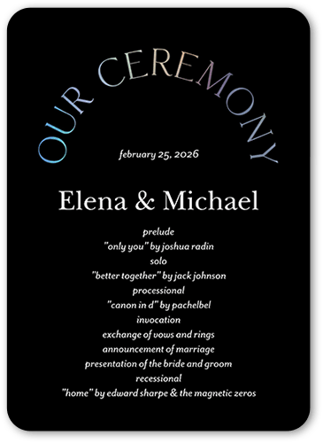 Luminous Cycle Wedding Program, Gray, 5x7 Flat Program, Pearl Shimmer Cardstock, Rounded, Gray