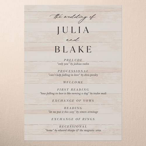 Wooden Wonders Wedding Program, Brown, 5x7 Flat Program, Matte, Signature Smooth Cardstock, Square, Taupe