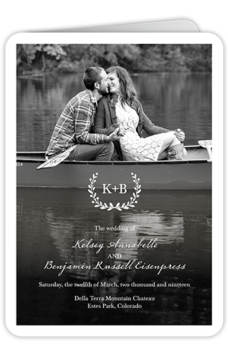 Refined Monogram Wedding Program, Black, 5x7, Pearl Shimmer Cardstock, Rounded, Black