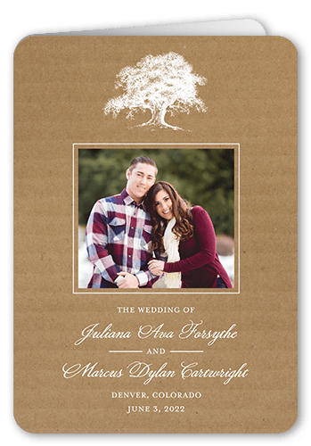 Rustic Statement Wedding Program, Brown, 5x7, Pearl Shimmer Cardstock, Rounded