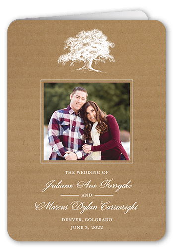 Rustic Statement Wedding Program, Brown, 5x7, Pearl Shimmer Cardstock, Rounded, Camel