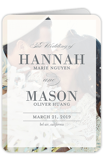Divine Elegance Wedding Program, White, 5x7, Pearl Shimmer Cardstock, Rounded