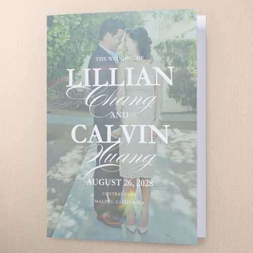 Picture Perfect Couple Wedding Program, Green, 5x7, Pearl Shimmer Cardstock, Square