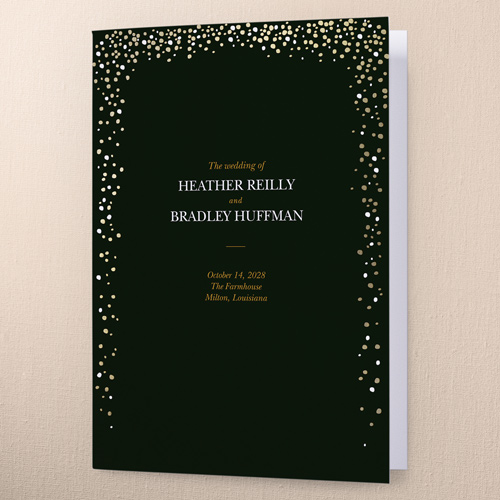 Sparkling Romance Wedding Program, Black, 5x7, Matte, Folded Smooth Cardstock, Square, Black