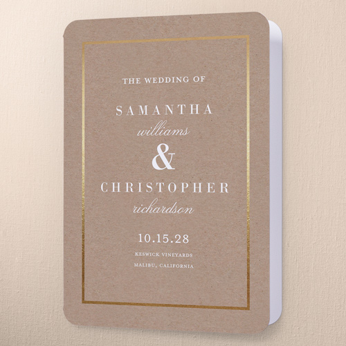 Simple Solid Frame Wedding Program, Beige, 5x7, Matte, Folded Smooth Cardstock, Rounded, Rye