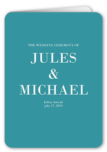 Enchanted Ending Wedding Program, Blue, 5x7, Matte, Folded Smooth Cardstock, Rounded