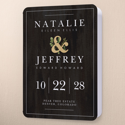 Verdant Union Wedding Program, Black, 5x7, Pearl Shimmer Cardstock, Rounded, Black