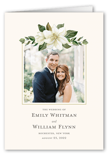 Magnolia Marriage Wedding Program, Beige, 5x7, Pearl Shimmer Cardstock, Square