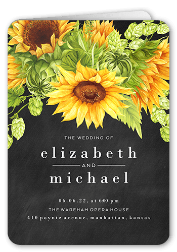 Sunny Celebration Wedding Program, Black, 5x7, Pearl Shimmer Cardstock, Rounded, Black