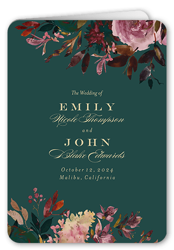 Deeply Beautiful Wedding Program, Green, 5x7, Matte, Folded Smooth Cardstock, Rounded, Seaweed