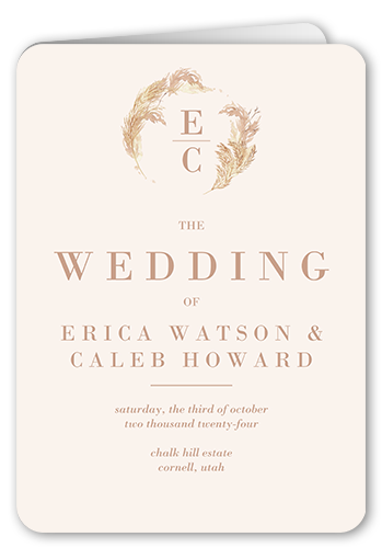 Autumn Grass Wedding Program, Beige, 5x7, Matte, Folded Smooth Cardstock, Rounded