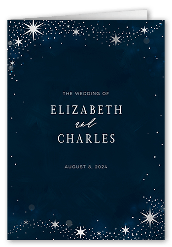 Bright Night Wedding Program, Grey, 5x7, Pearl Shimmer Cardstock, Square, Silver