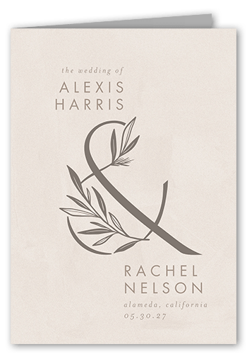 Splendid Spruce Wedding Program, Beige, 5x7, Matte, Folded Smooth Cardstock, Square, Beige