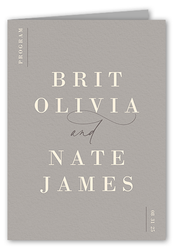 Gleaming Gathering Wedding Program, Beige, 5x7, Matte, Folded Smooth Cardstock, Square, Antique White