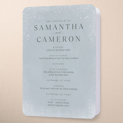 Snowy Wonderland Wedding Program, Green, 5x7, Matte, Folded Smooth Cardstock, Rounded