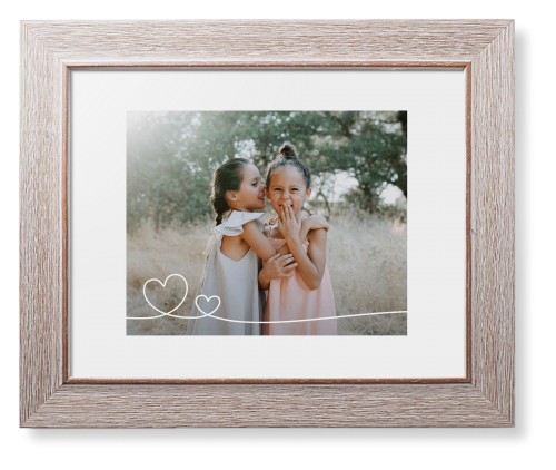 Double Heart Line Art Framed Print, Rustic, Modern, None, White, Single piece, 8x10, White, white