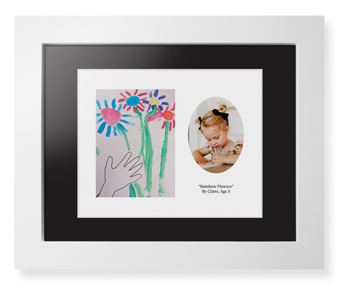 Oval Vignette Framed Print, White, Contemporary, White, Black, Single piece, 8x10, White, white