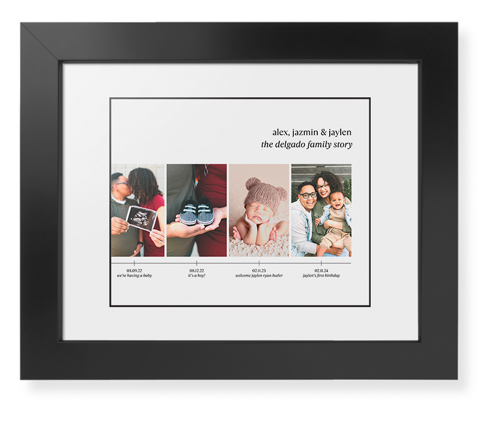 Family Timeline Framed Print, Black, Contemporary, Black, White, Single piece, 8x10, White, white
