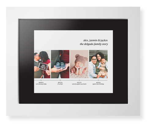 Family Timeline Framed Print, White, Contemporary, Black, Black, Single piece, 8x10, White, white
