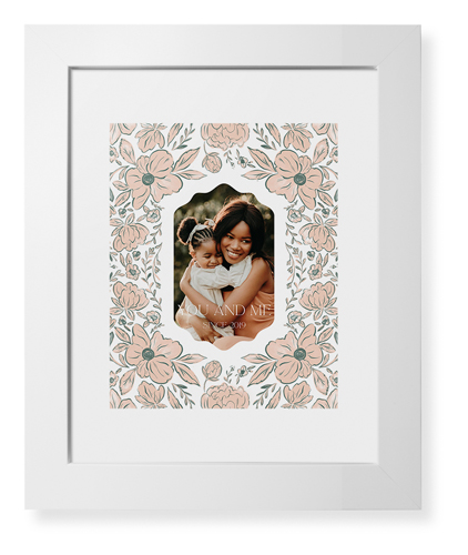 Classic Floral Border Framed Print, White, Contemporary, White, White, Single piece, 8x10, White, white
