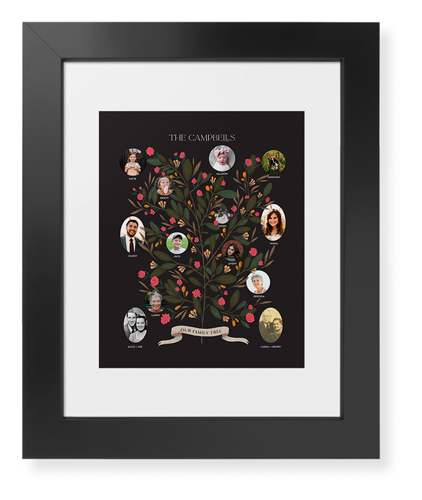 Blooming Family Tree Framed Print, Black, Contemporary, White, White, Single piece, 8x10, Black