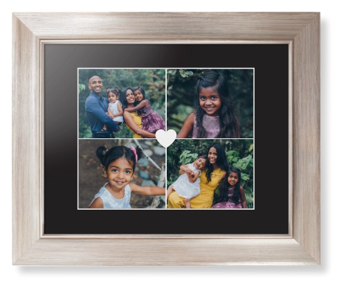 Heart Grid Framed Print, Metallic, Modern, White, Black, Single piece, 8x10, White, white