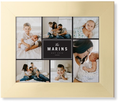 Contemporary Family Collage Framed Print, Matte Gold, Contemporary, None, None, Single piece, 8x10, Blue