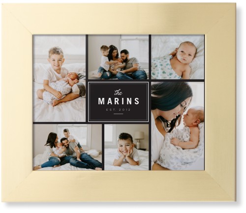 Contemporary Family Collage Framed Print, Matte Gold, Contemporary, None, None, Single piece, 8x10, Blue, cedar