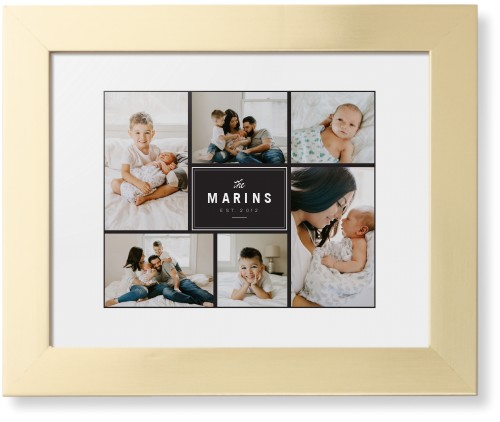 Contemporary Family Collage Framed Print, Matte Gold, Contemporary, White, White, Single piece, 8x10, Blue, cedar