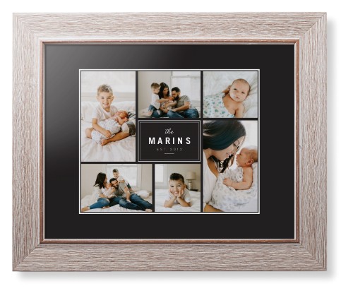 Contemporary Family Collage Framed Print, Rustic, Modern, White, Black, Single piece, 8x10, Blue