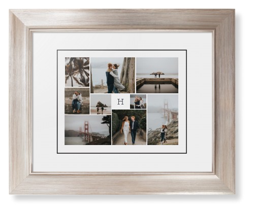 Classic Monogram Gallery of Nine Framed Print, Metallic, Modern, Black, White, Single piece, 8x10, Multicolor, multi